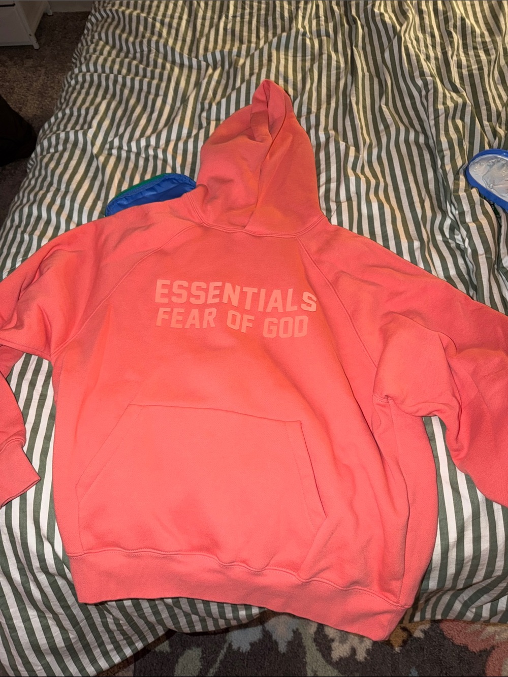 Fear of God Essentials Coral Pink Crewneck Hoodie - Men's Pullover